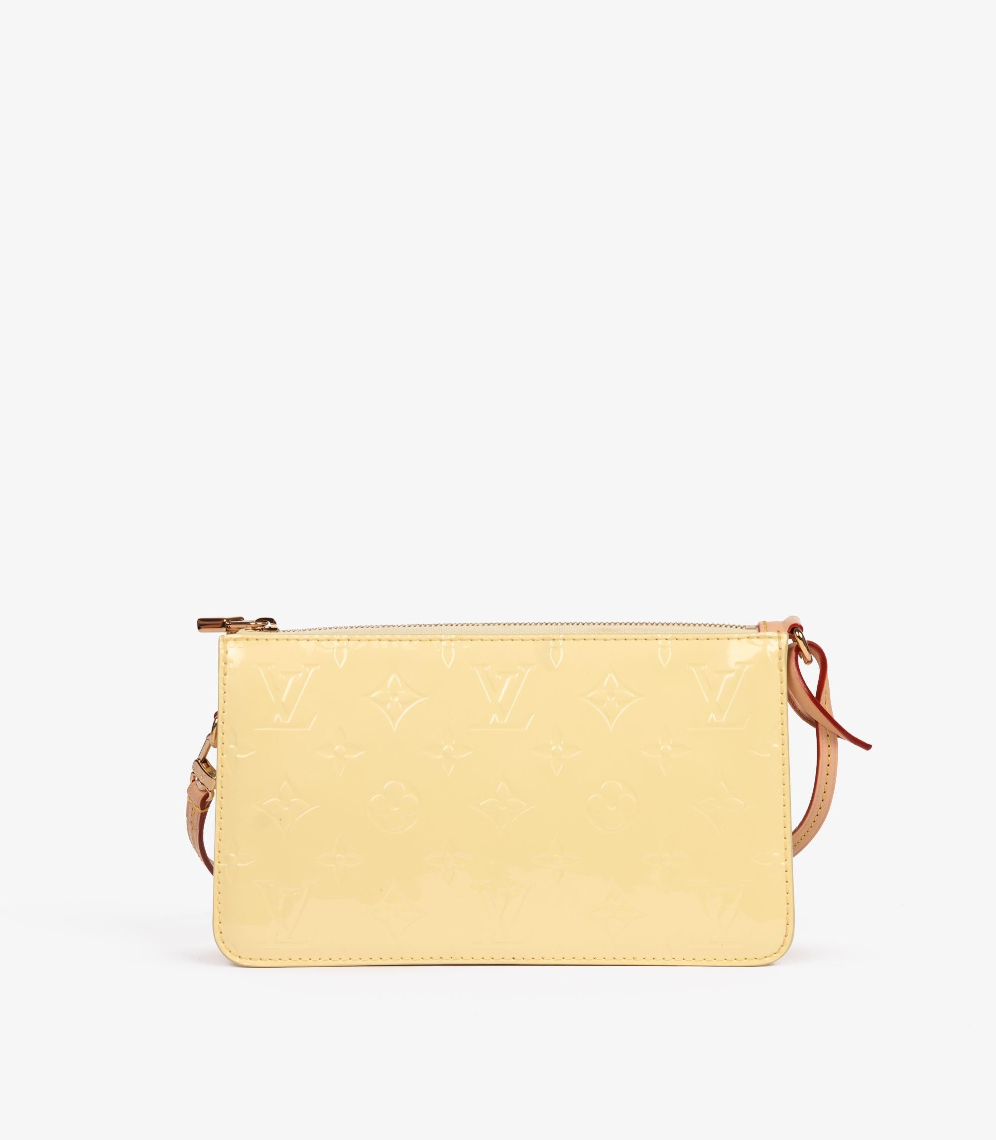 Louis Vuitton Pastel Yellow Monogram Vernis Leather LV Remix Pochette Lexington For Sale 1