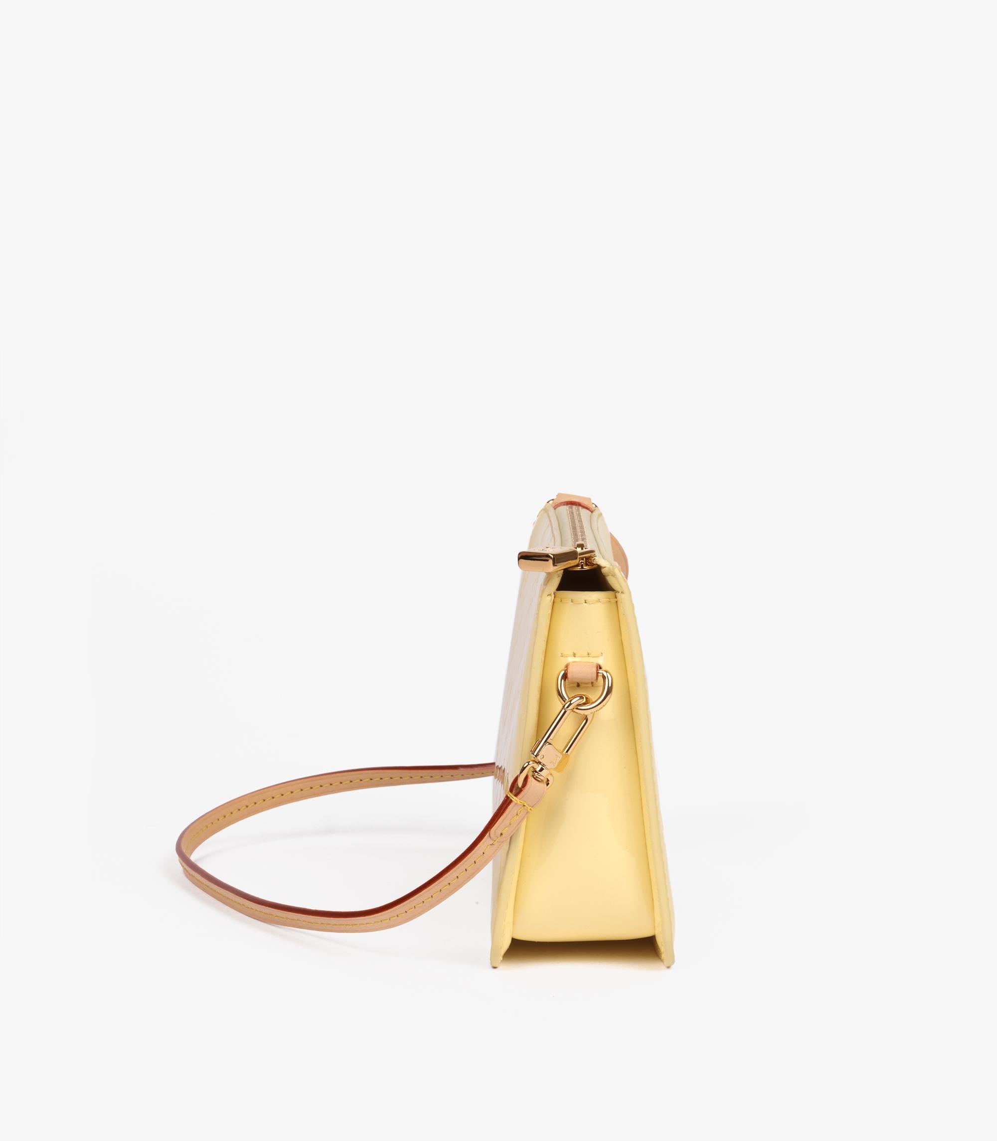 Louis Vuitton Pastel Yellow Monogram Vernis Leather LV Remix Pochette Lexington For Sale 2
