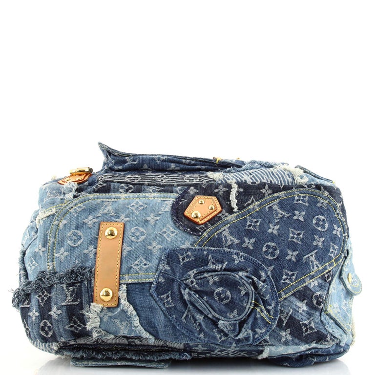Authentic Louis Vuitton Blue Denim Patchwork Bowly Bag – Paris