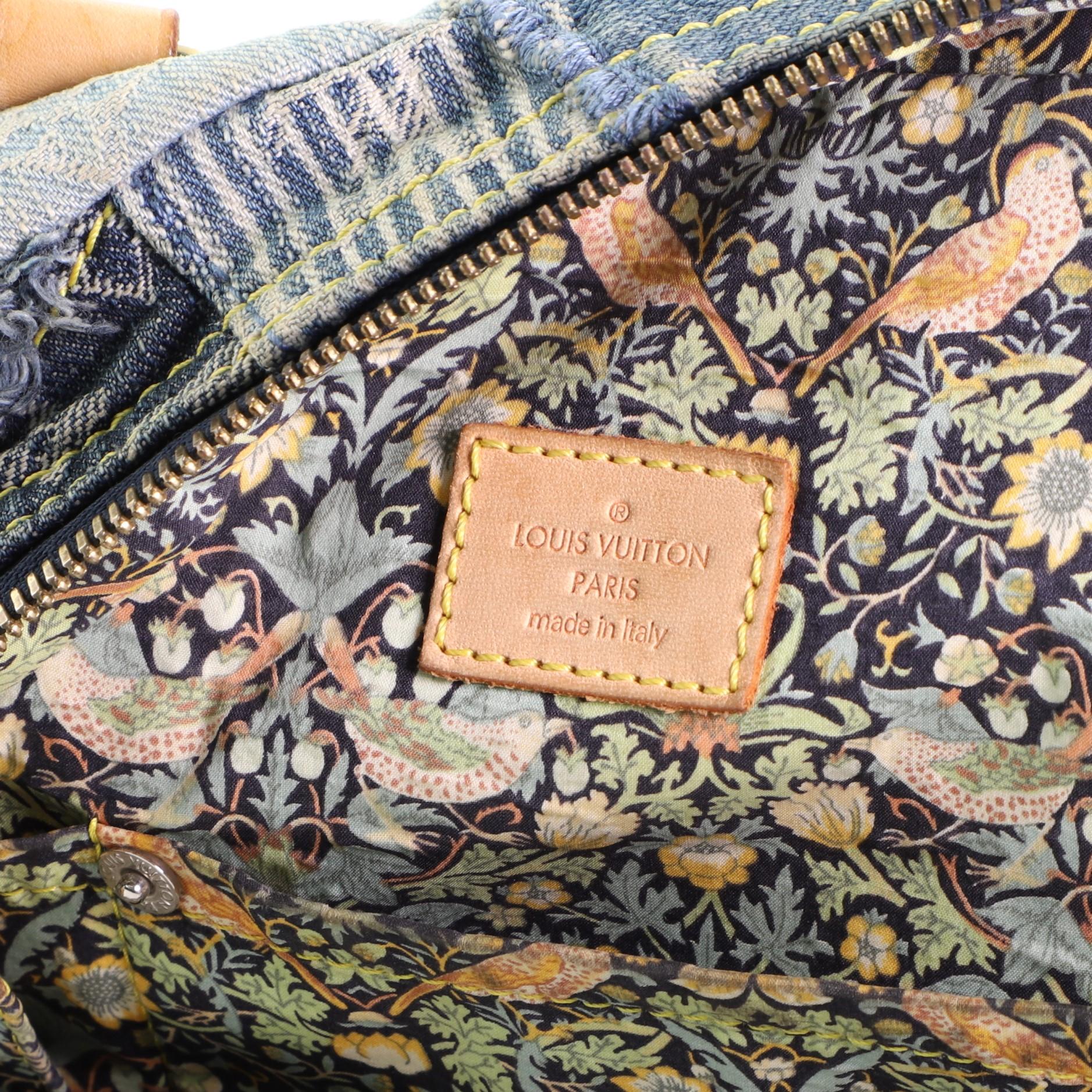 Gray Louis Vuitton Patchwork Bowly Handbag Denim