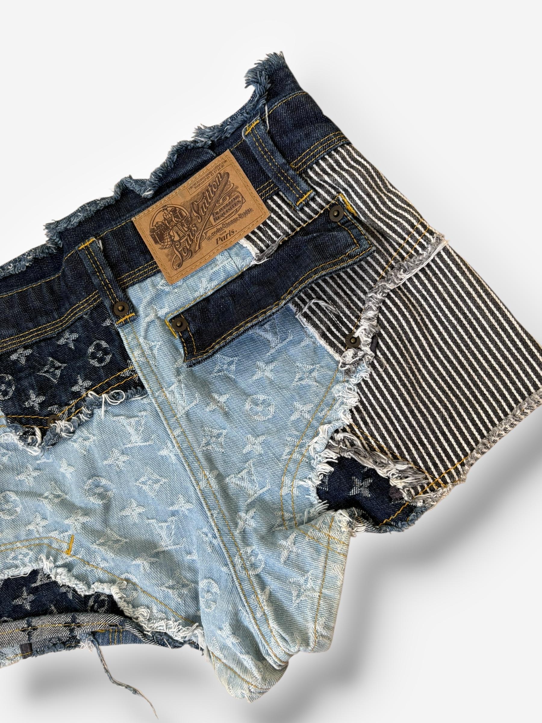 Pantaloncini di jeans patchwork Louis Vuitton, 2007u2028 In condizioni buone in vendita a CAPELLE AAN DEN IJSSEL, ZH