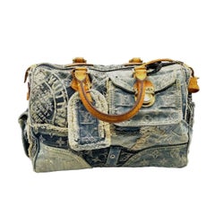 Louis Vuitton Patchwork Speedy 30 Blue Denim Handbag