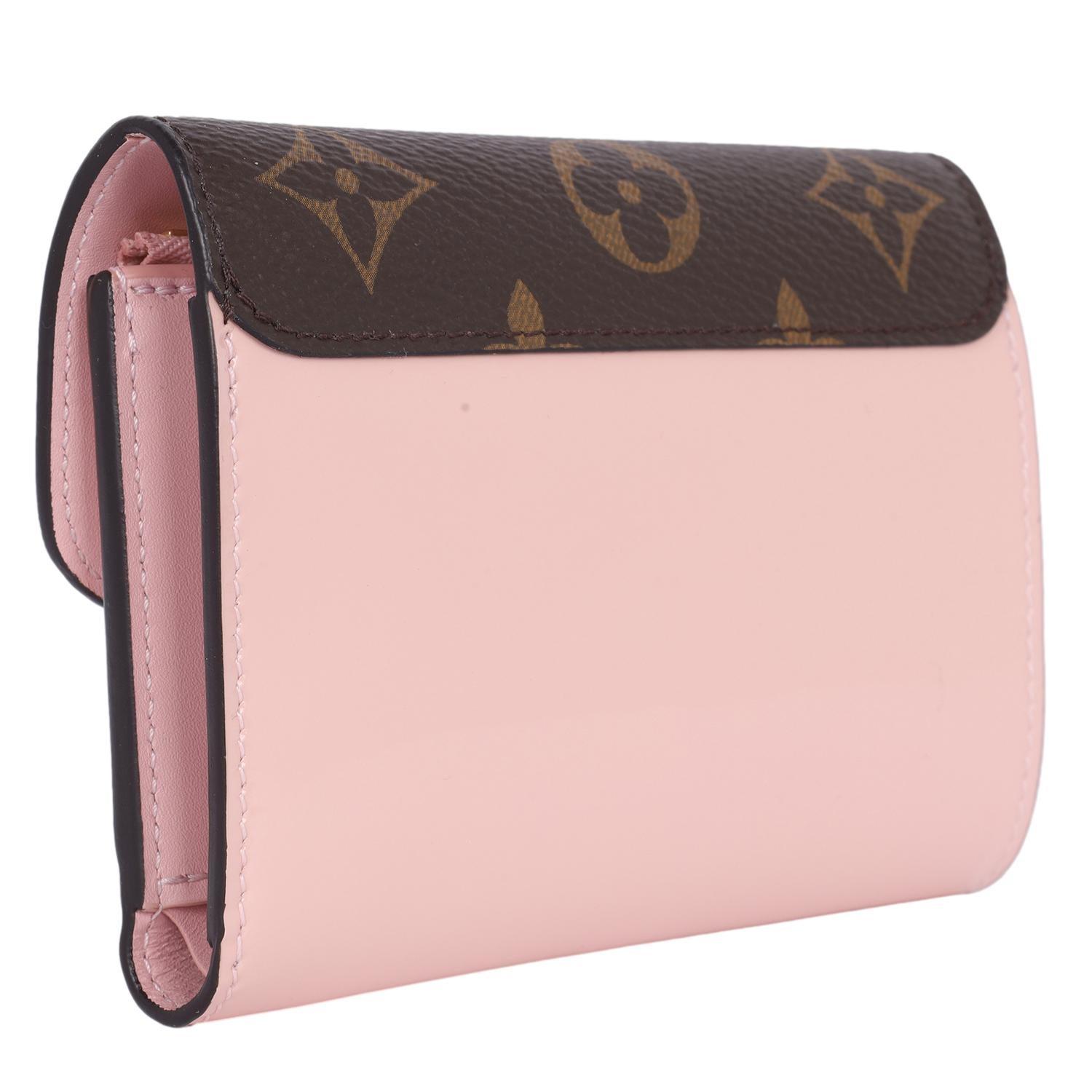 Women's Louis Vuitton Patent Calfskin Monogram Cherrywood Compact Wallet Rose Ballerine