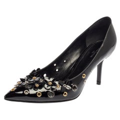Louis Vuitton Patent Leather Applique Embellished Pointed Toe Pumps Size 38.5