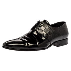 Louis Vuitton Patent Leather Damier Embossed Lace Up Derby Size 41