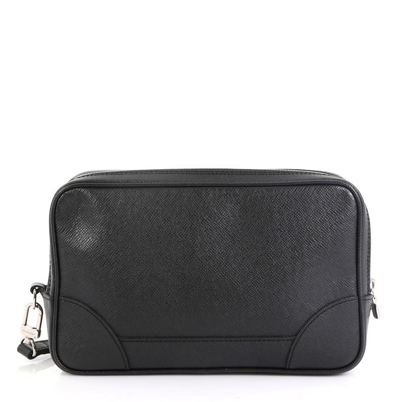 Black Louis Vuitton Pavel Handbag Taiga Leather