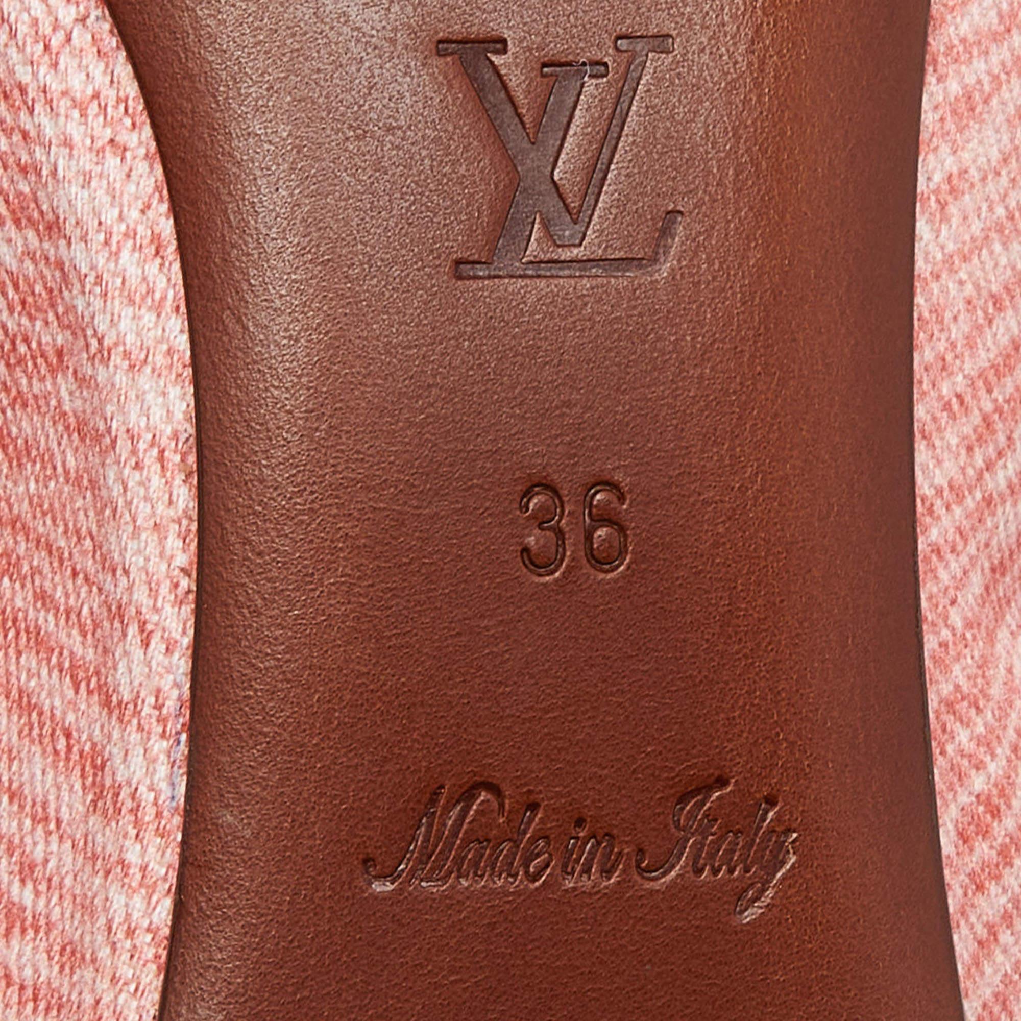 Louis Vuitton Peach Canvas and Leather Elba Scrunch Ballet Flats Size 36 3
