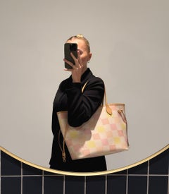 Louis Vuitton Peach Giant Damier Coated Canvas & Vachetta Leather Neverfull MM