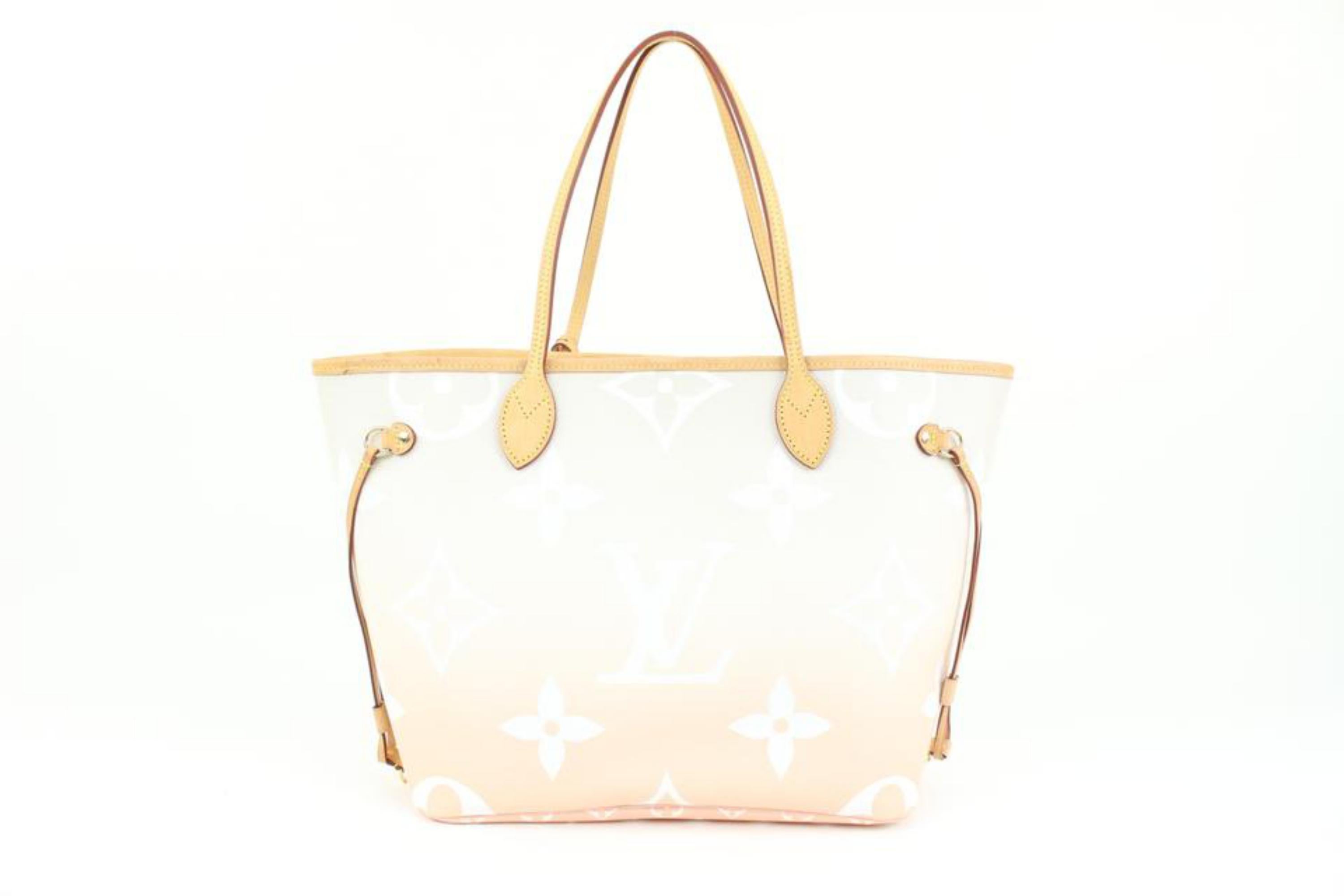 Louis Vuitton Peach Mist By the Pool Neverfull MM Tote Bag 85lk412s In Excellent Condition In Dix hills, NY