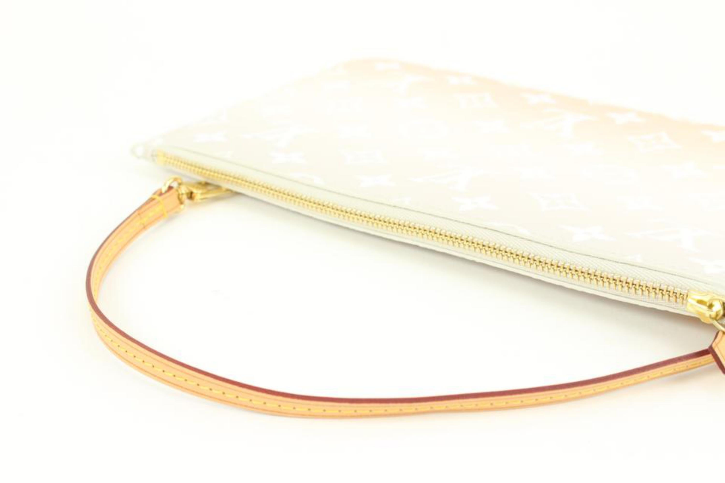 White Louis Vuitton Peach Mist Monogram By the Pool Neverfull Pochette MM Pouch 87lk41 For Sale