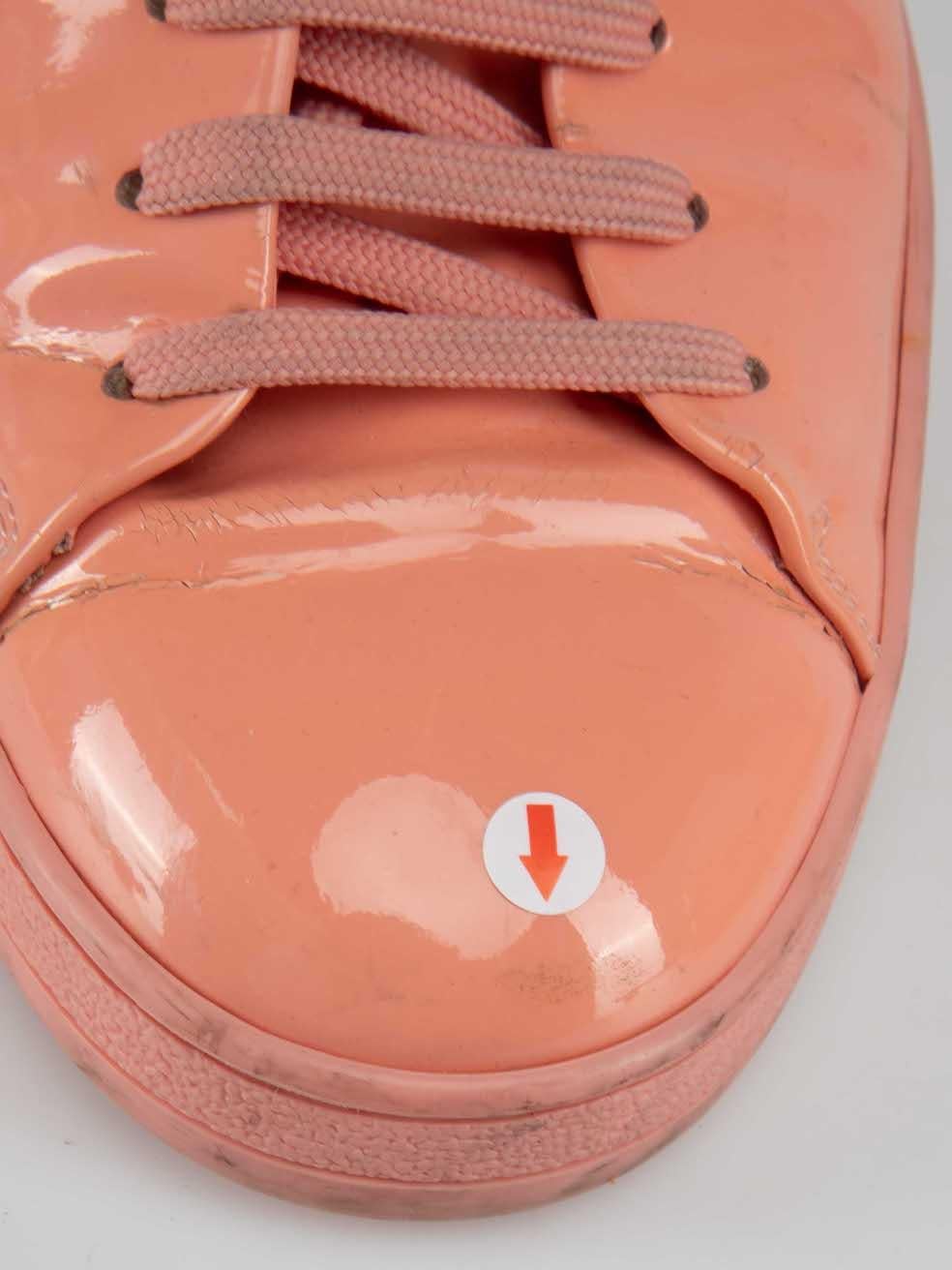 Women's Louis Vuitton Peach Patent Leather Frontrow Trainers Size IT 38.5