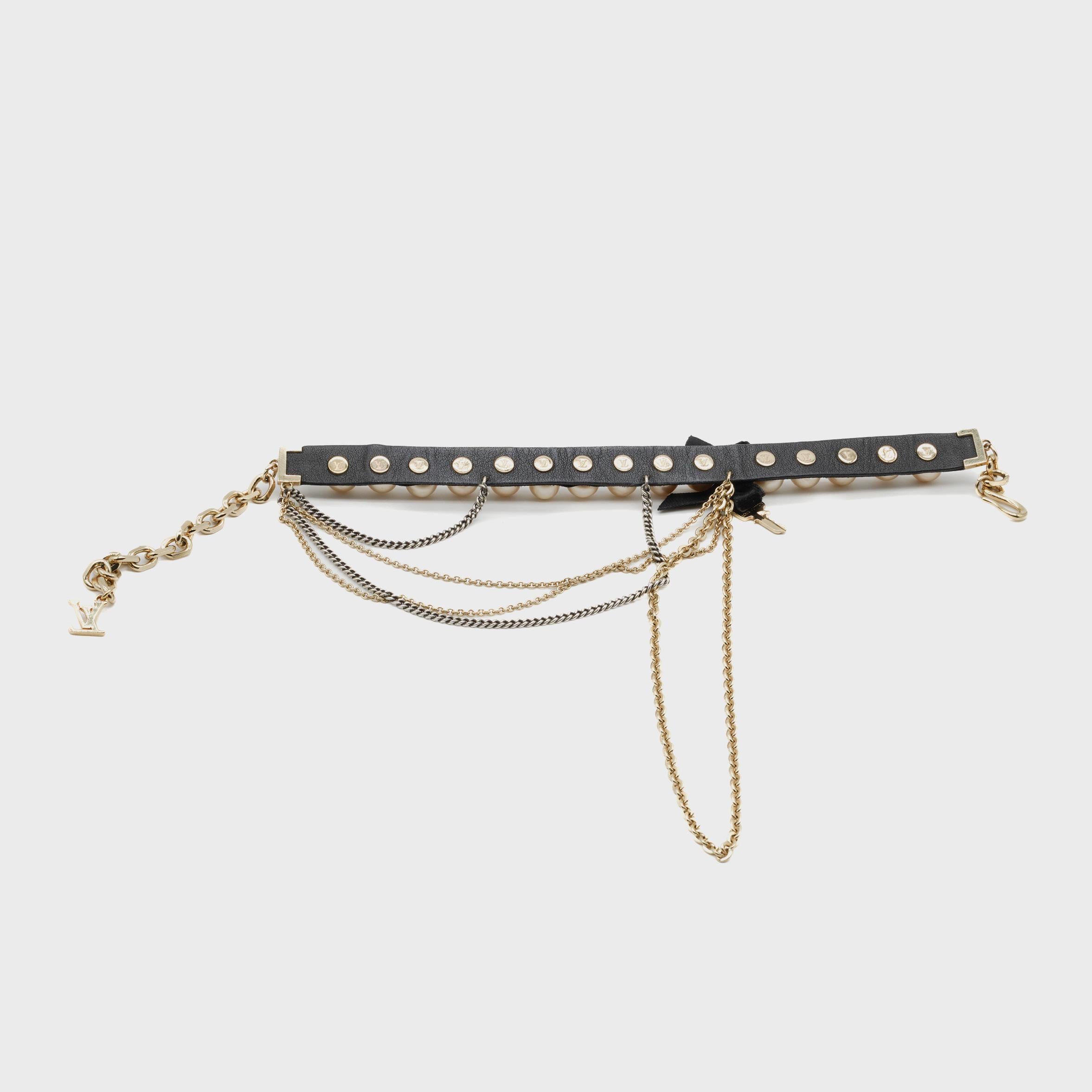 Collier de perles, de chaînes et de clés en velours Louis Vuitton par Marc Jacobs, FW 2004 en vente 1