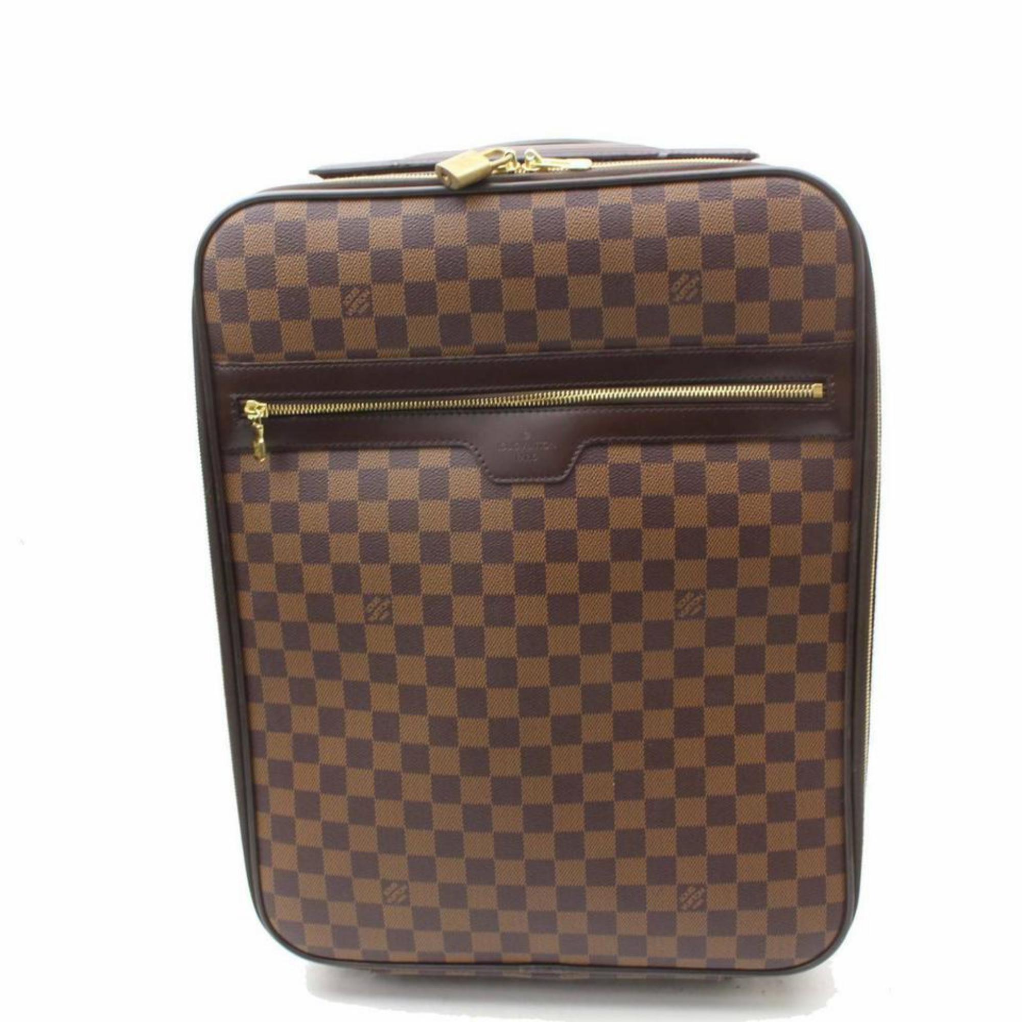 Louis Vuitton  Pegase 45 Rolling Luggage 870224 Brown Coated Canvas Travel Bag For Sale 5