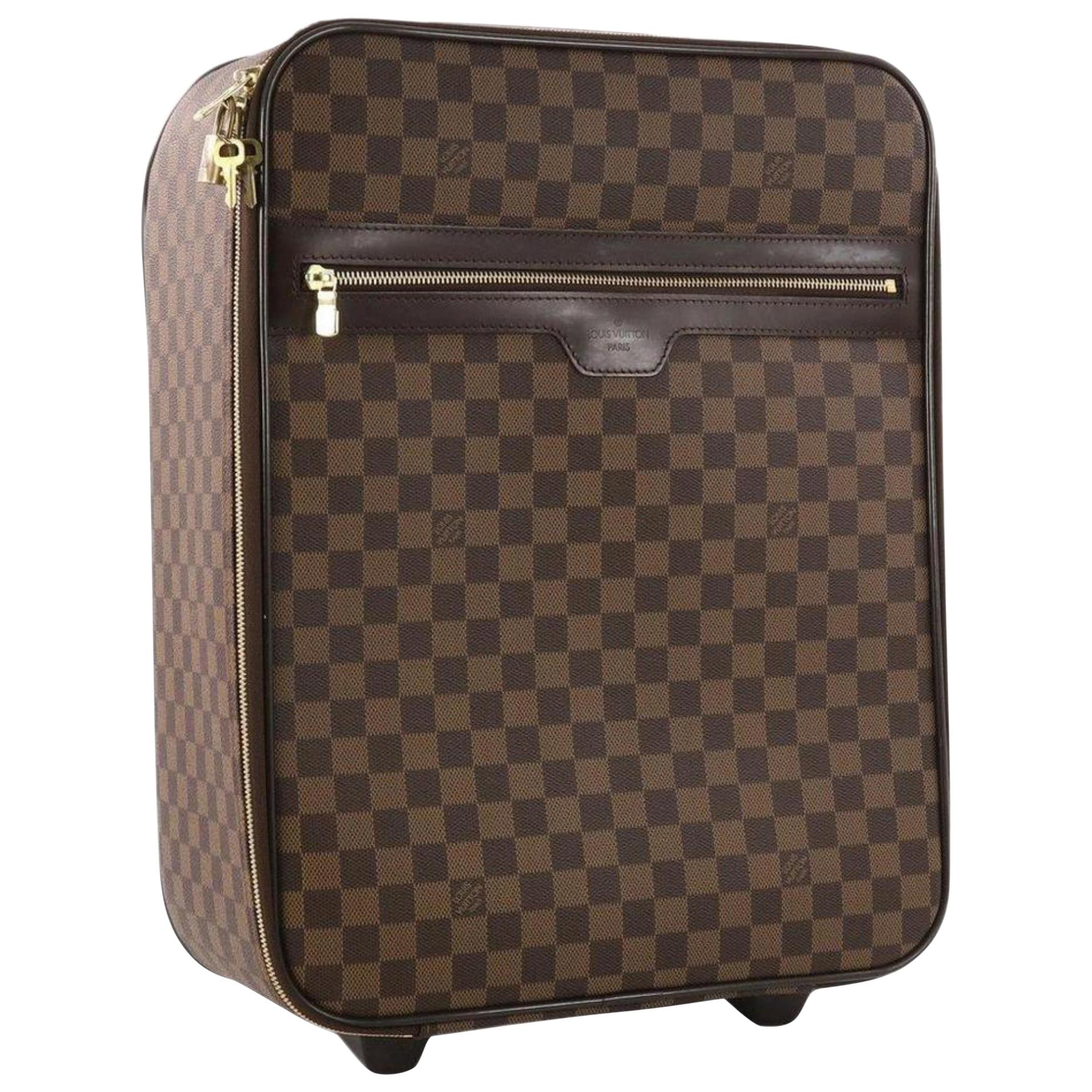 Louis Vuitton  Pegase 45 Rolling Luggage 870224 Brown Coated Canvas Travel Bag For Sale