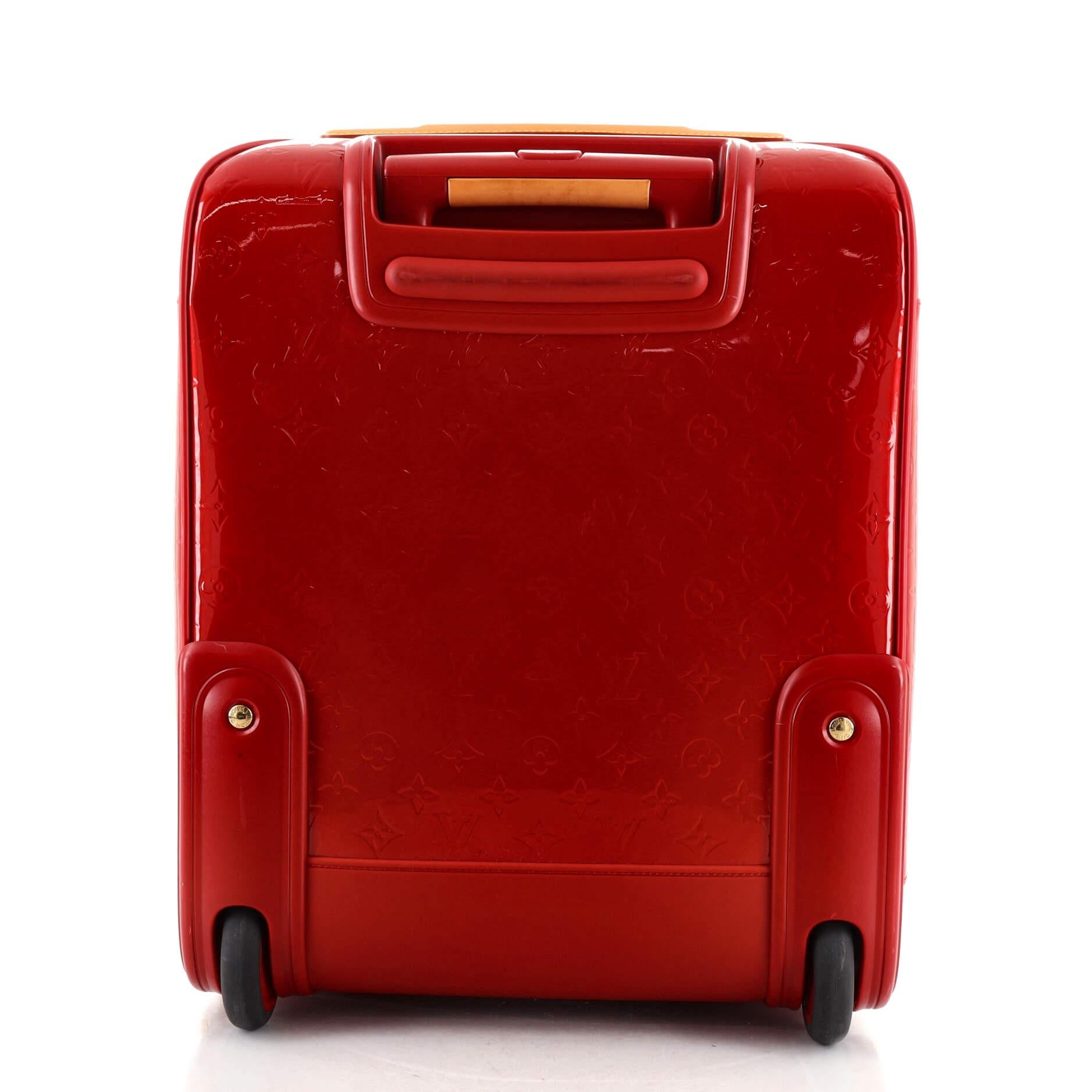 Red Louis Vuitton Pegase Luggage Monogram Vernis 45