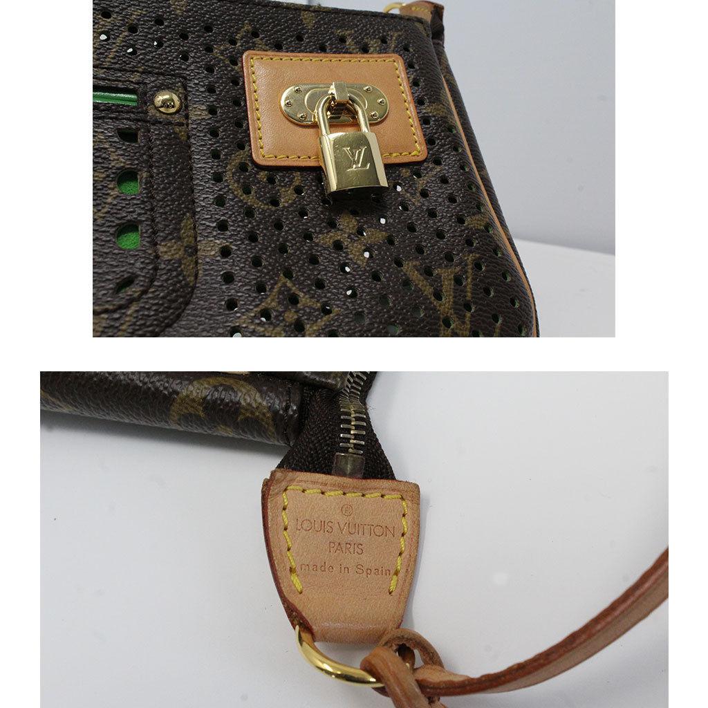 Black Louis Vuitton Perforated Monogram Green Pochette Purse Handbag