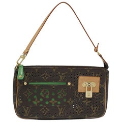 Louis Vuitton Perforated Monogram Green Pochette Purse Handbag