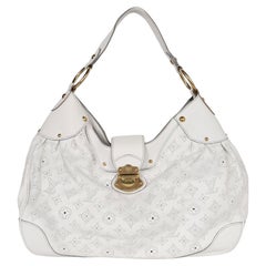 LOUIS VUITTON Perforiertes Monogram Mahina Leder Solar PM Weiß