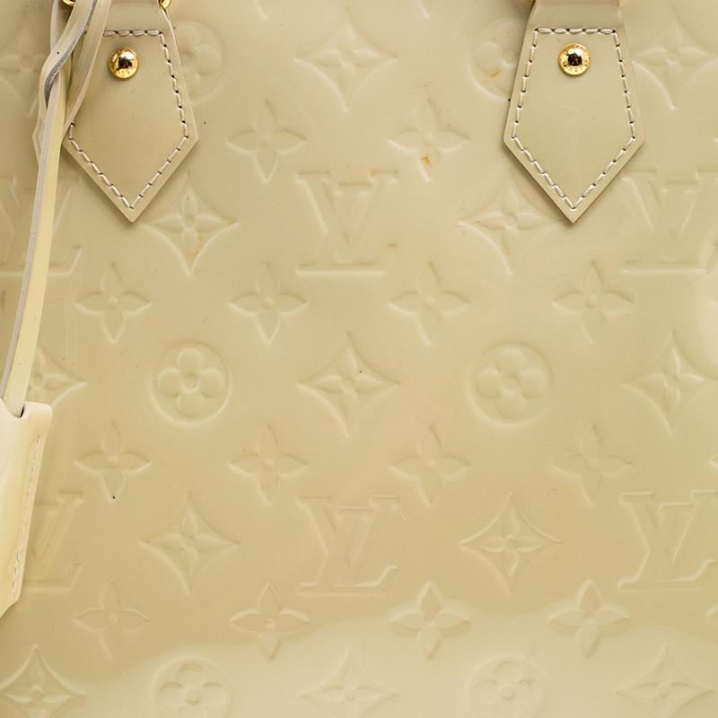 Beige Louis Vuitton Perle Monogram Vernis Alma PM Bag