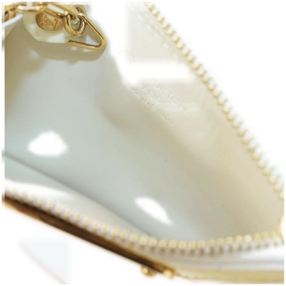 White Louis Vuitton Perle Monogram Vernis Ivory Pochette Cles Key Pouch Coin 861678