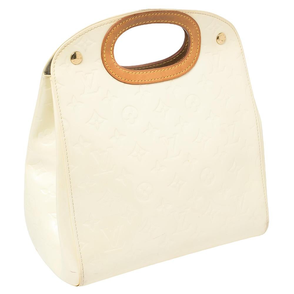 White Louis Vuitton Perle Monogram Vernis Leather Maple Drive Bag