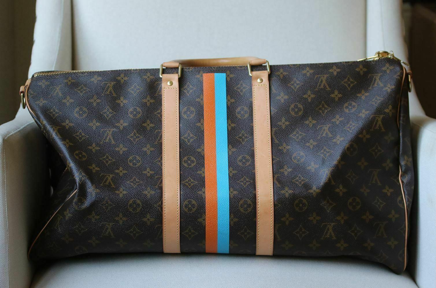 Black Louis Vuitton Personalised Keepall 55 Mon Monogram Travel Bag
