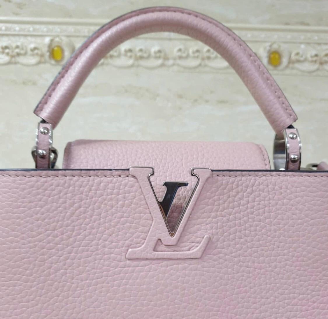Gray Louis Vuitton Petale Taurillon Leather Capucines BB Bag