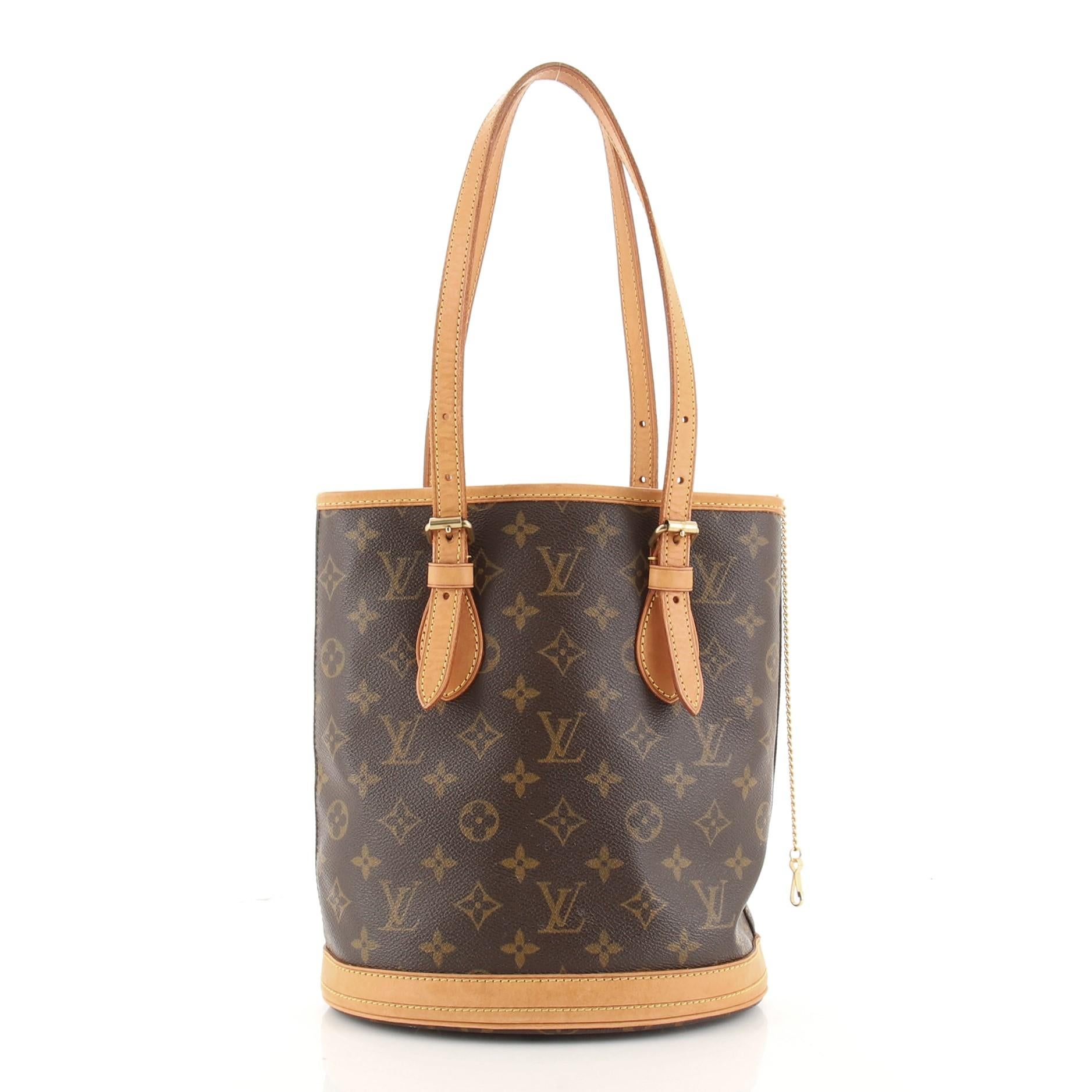 Brown Louis Vuitton Petit Bucket Bag Monogram Canvas