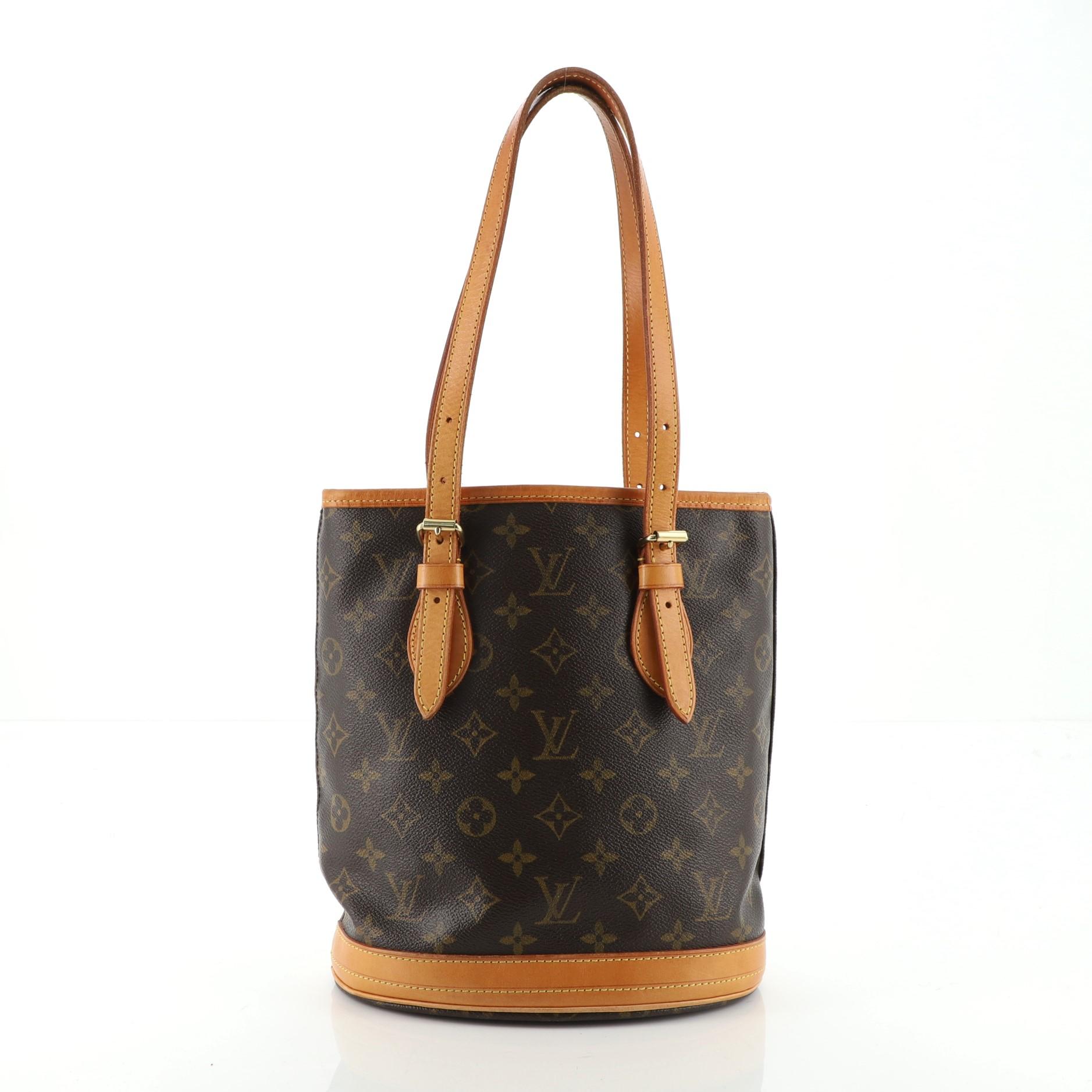 Louis Vuitton Petit Bucket Bag Monogram Canvas In Good Condition In NY, NY