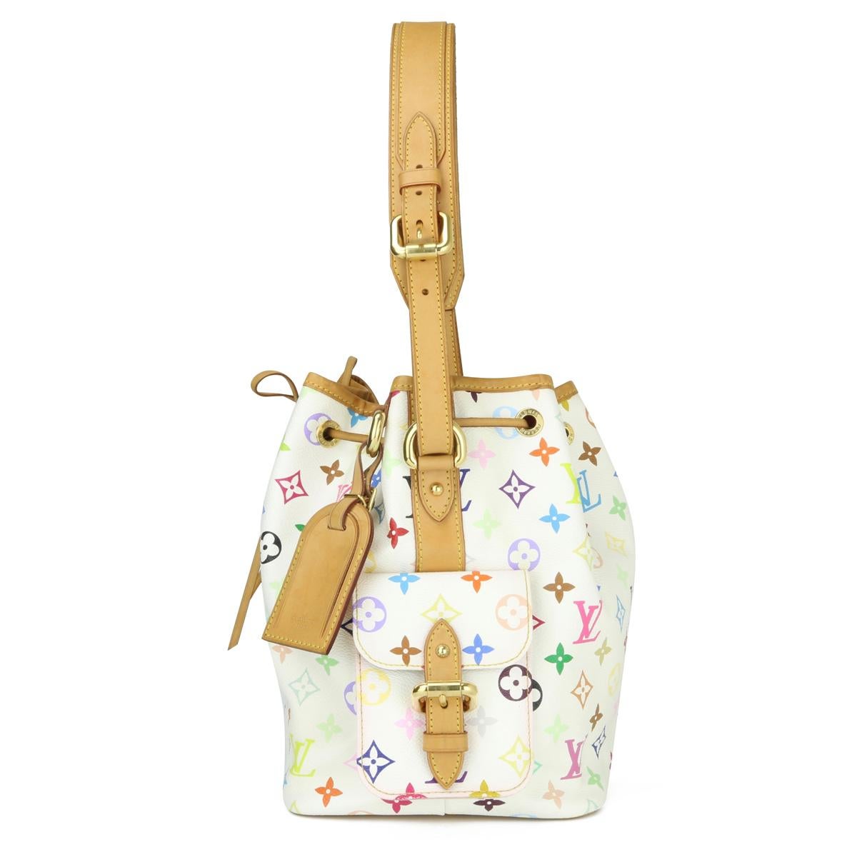 Louis Vuitton Petit Noé Bucket Bag in White Multicolore Monogram 2009 In Excellent Condition In Huddersfield, GB