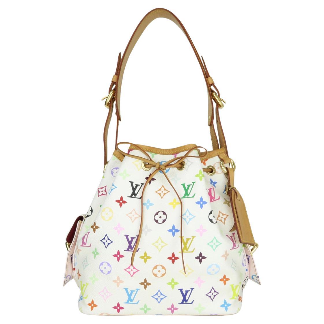 Louis Vuitton Petit Noé Bucket Bag in White Multicolore Monogram 2009
