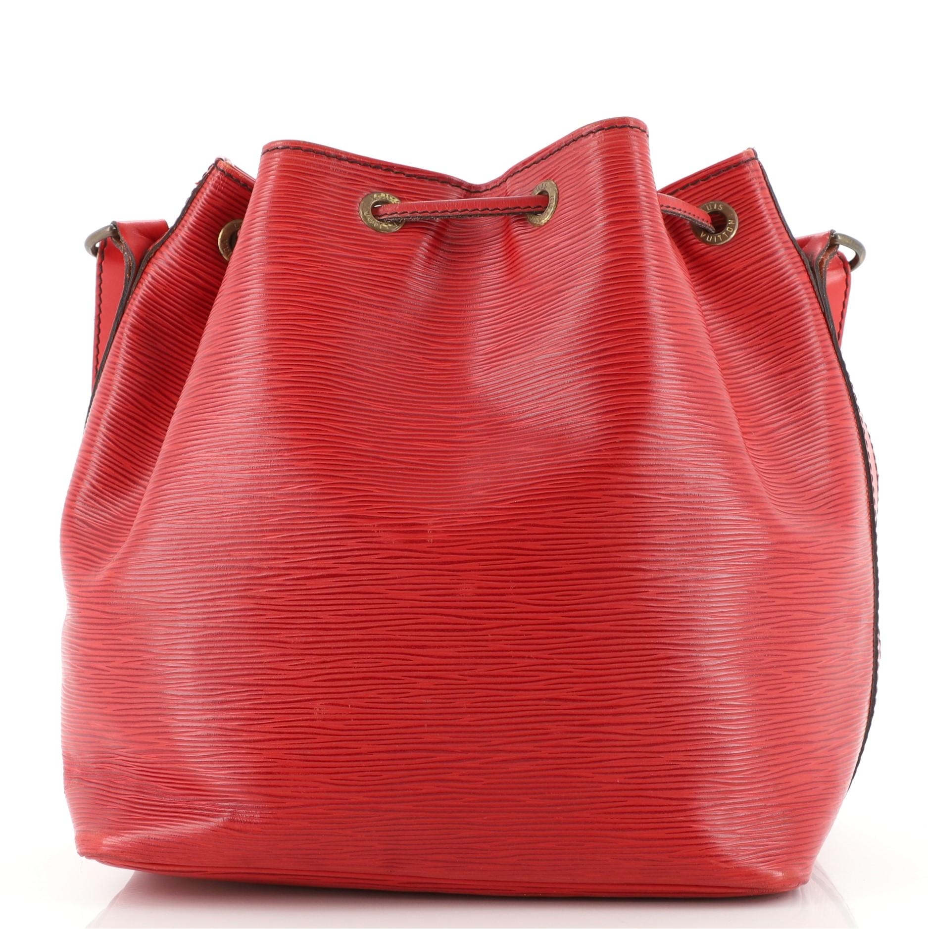 Red Louis Vuitton Petit Noe Handbag Epi Leather