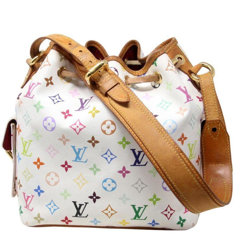 Louis Vuitton Petit Noe Monogramm Segeltuch Takashi Murakami Umhängetasche (Braun)