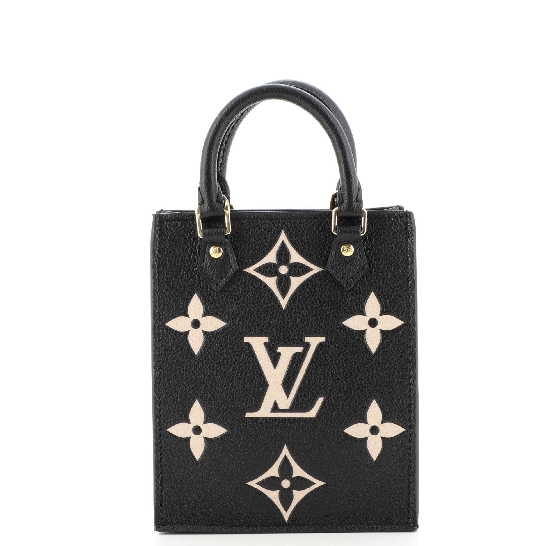 Black Louis Vuitton Petit Sac Plat Bag Bicolor Monogram Empreinte Giant