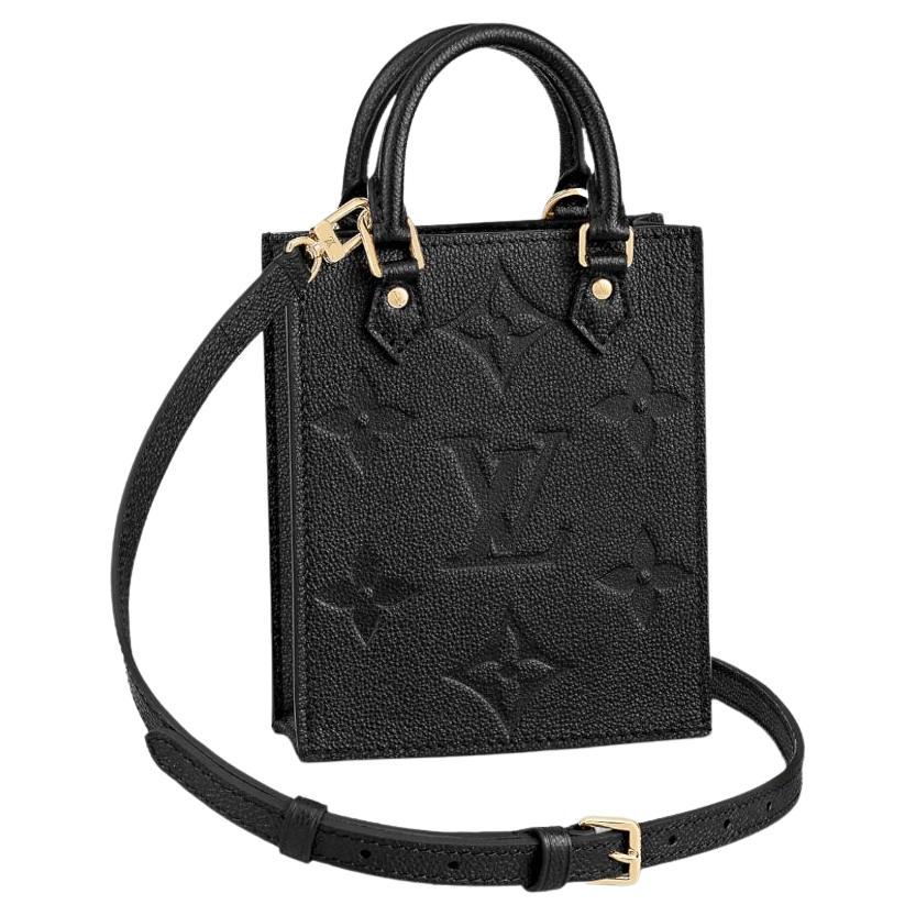 Louis Vuitton Petit Sac Plat Bag Black Monogram Empreinte Leather For