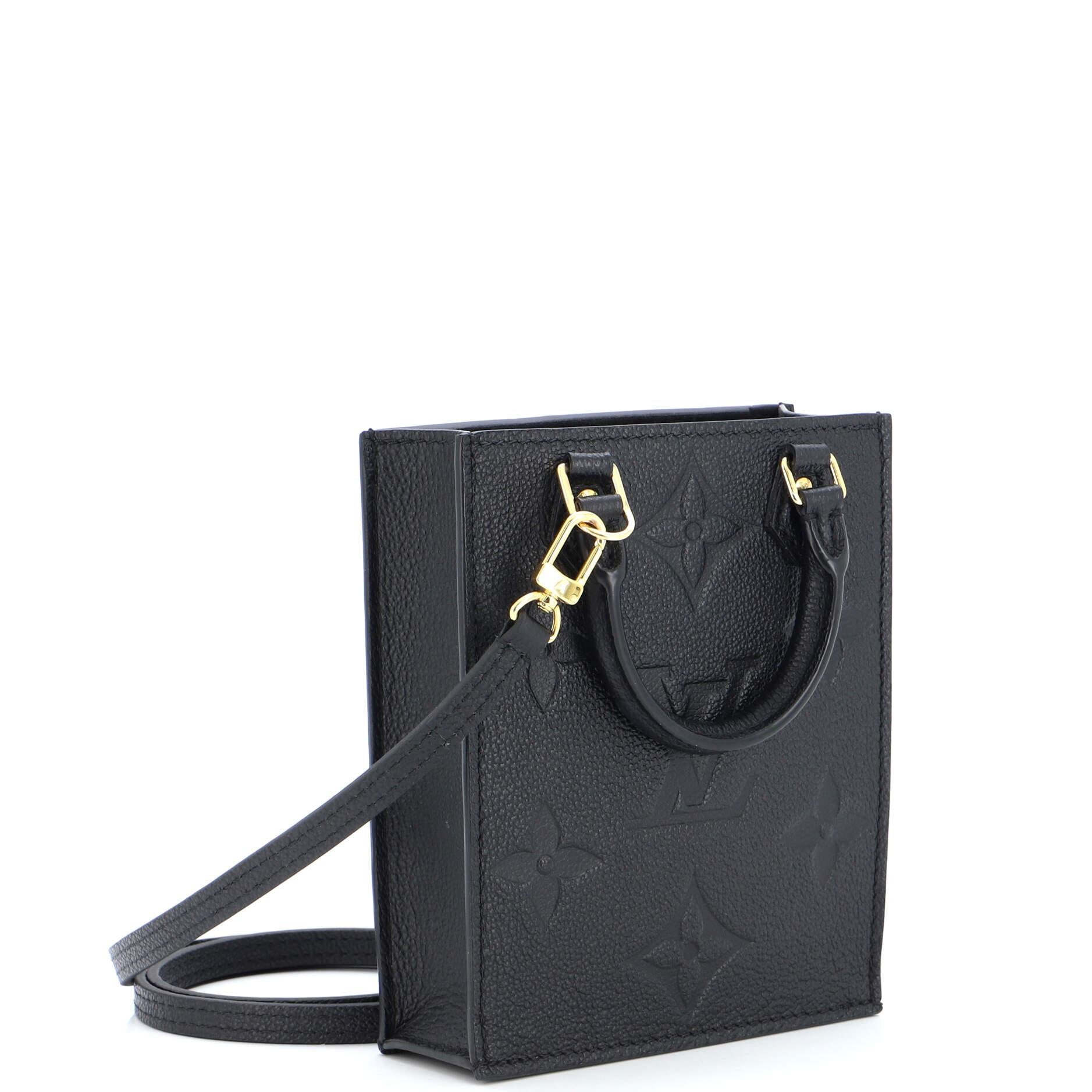 Louis+Vuitton+Petit+Sac+Plat+Crossbody+Black+Leather+Monogram+Empreinte for  sale online
