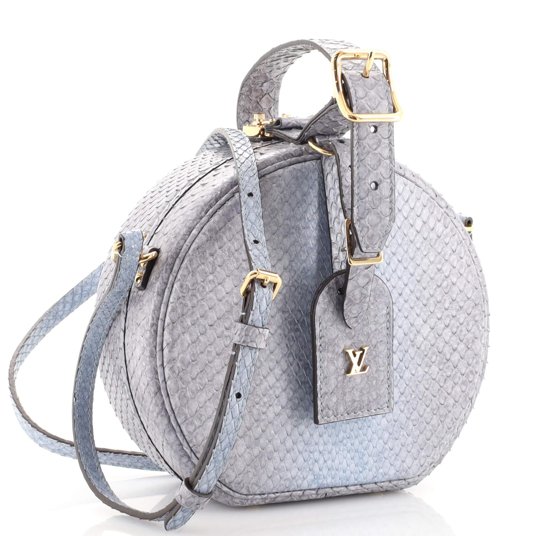 Gray Louis Vuitton Petite Boite Chapeau Bag Python