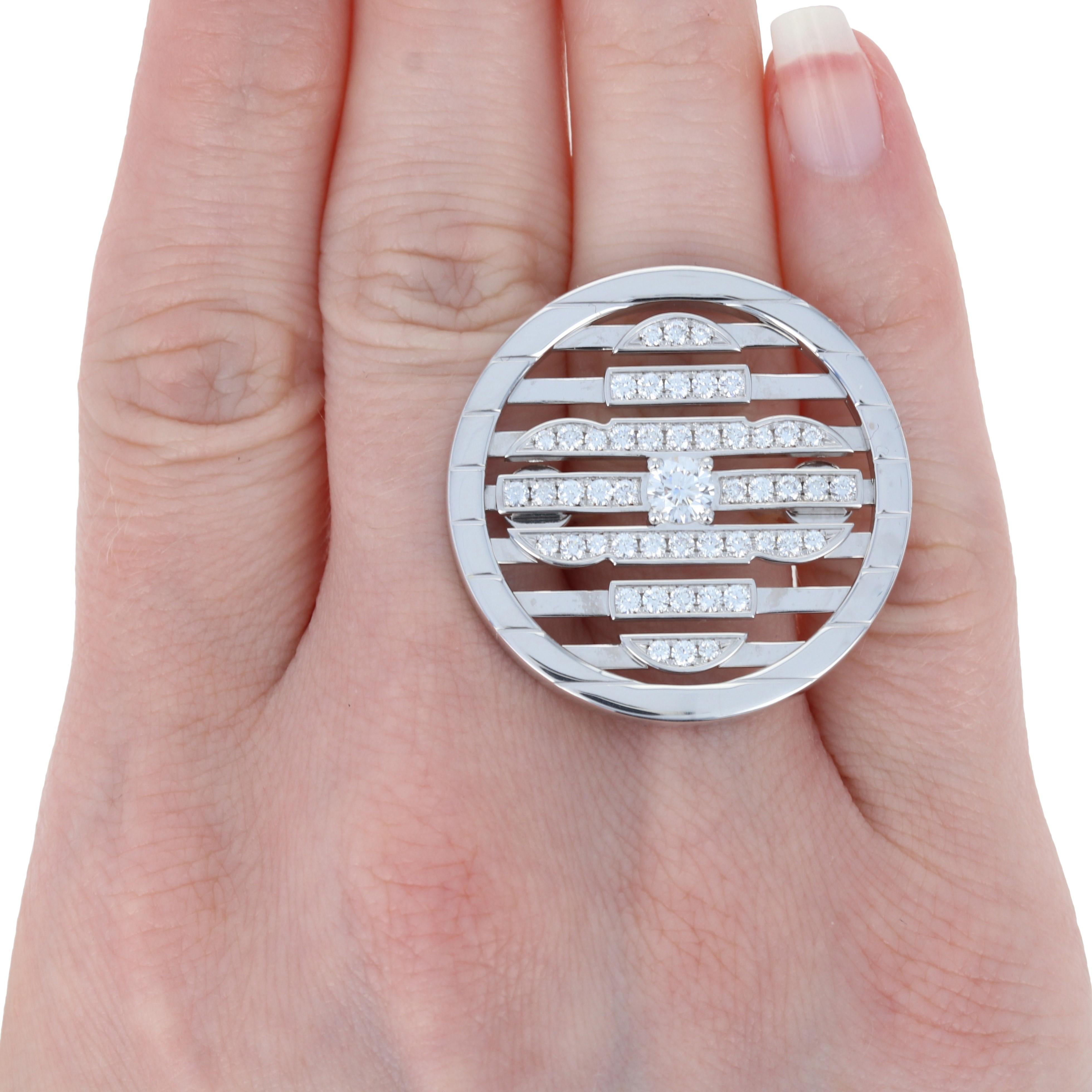 Originally retailing for $20,000, this gorgeous designer ring is being offered here for a much more wallet-friendly price and it is accompanied by a signature Louis Vuitton leather box.

Size: 5
Sizing Fee: Please contact us for a quote on re-sizing