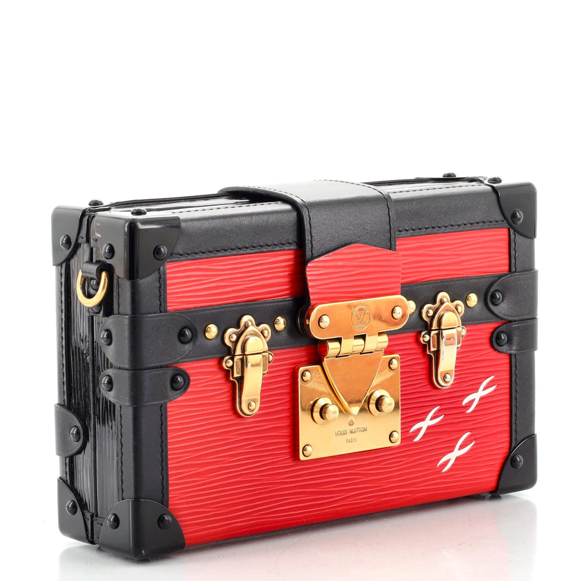 Red Louis Vuitton Petite Malle Handbag Epi Leather