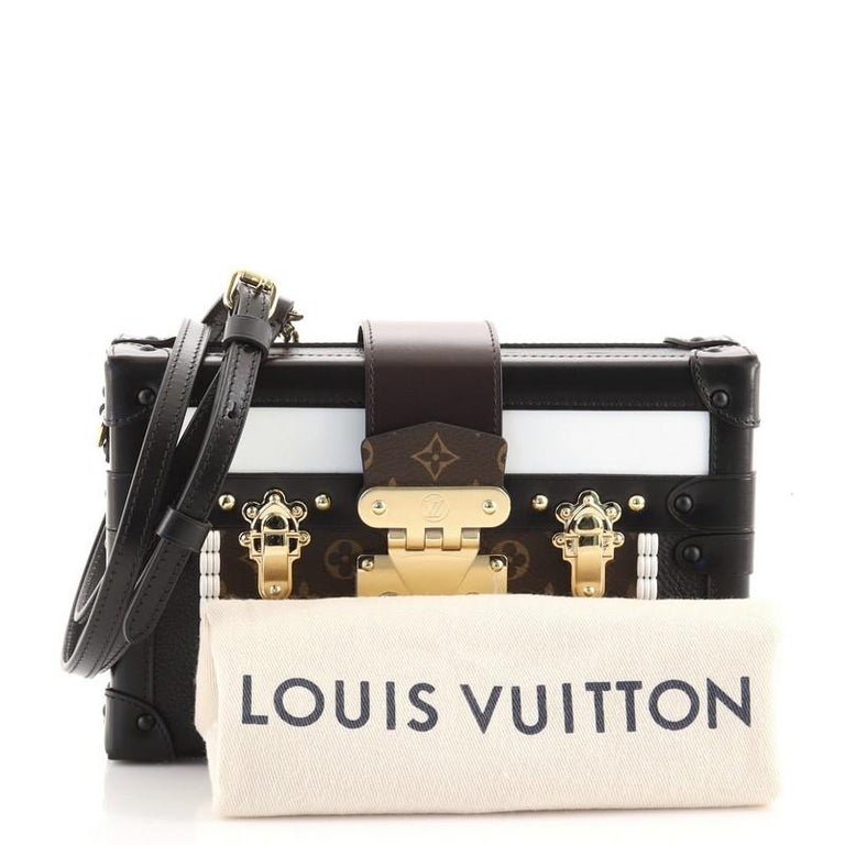 LOUIS VUITTON, BLACK LIMITED EDITION PETITTE MALLE MINI BAG IN CALFSKIN  LEATHER WITH REFLECTIVE MONOGRAM AND SILVERTONE HARDWARE, 2015, Handbags  and Accessories, 2020