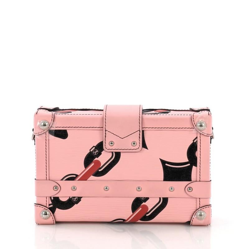 Pink Louis Vuitton Petite Malle Handbag Limited Edition Printed Epi Leather