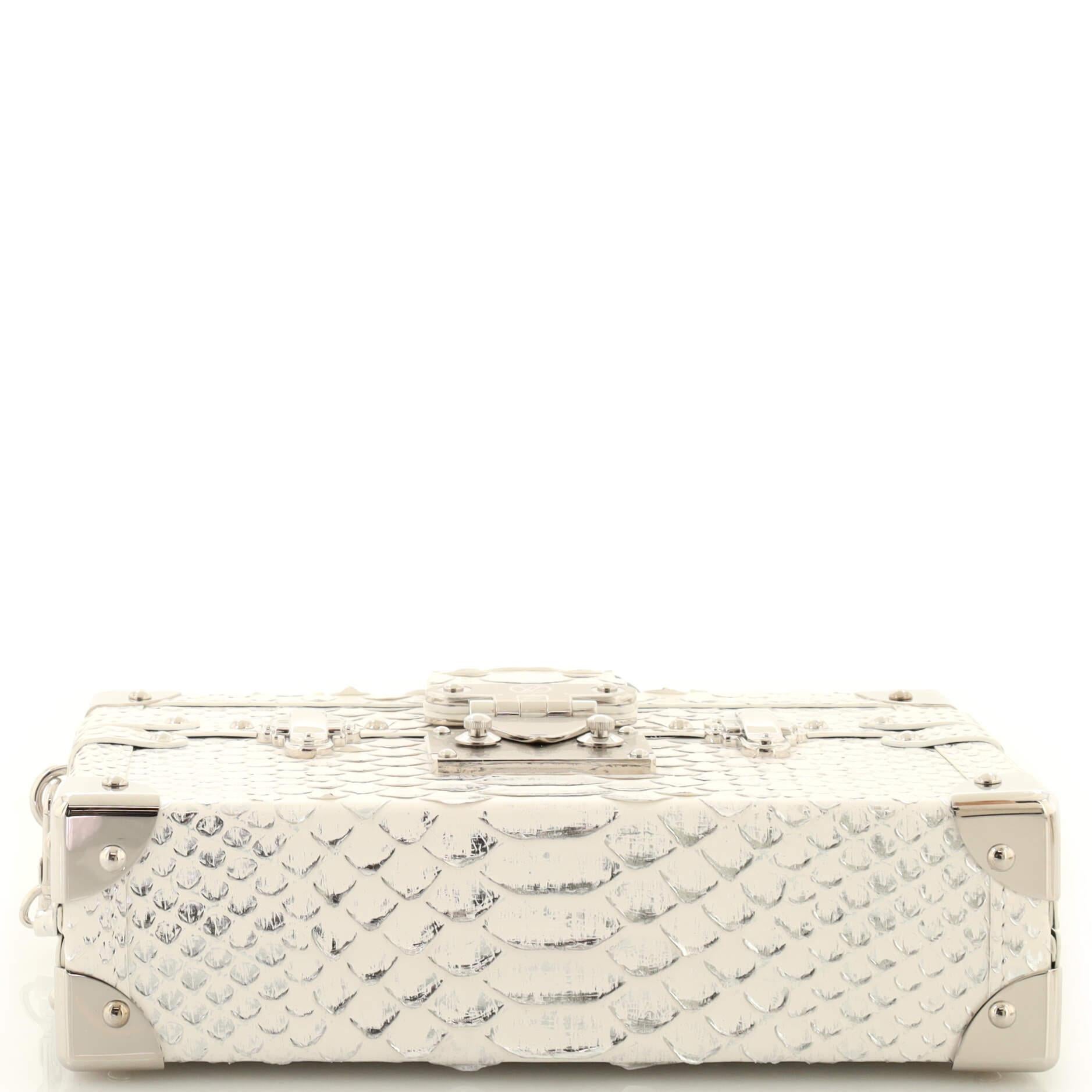 Beige Louis Vuitton Petite Malle Handbag Python