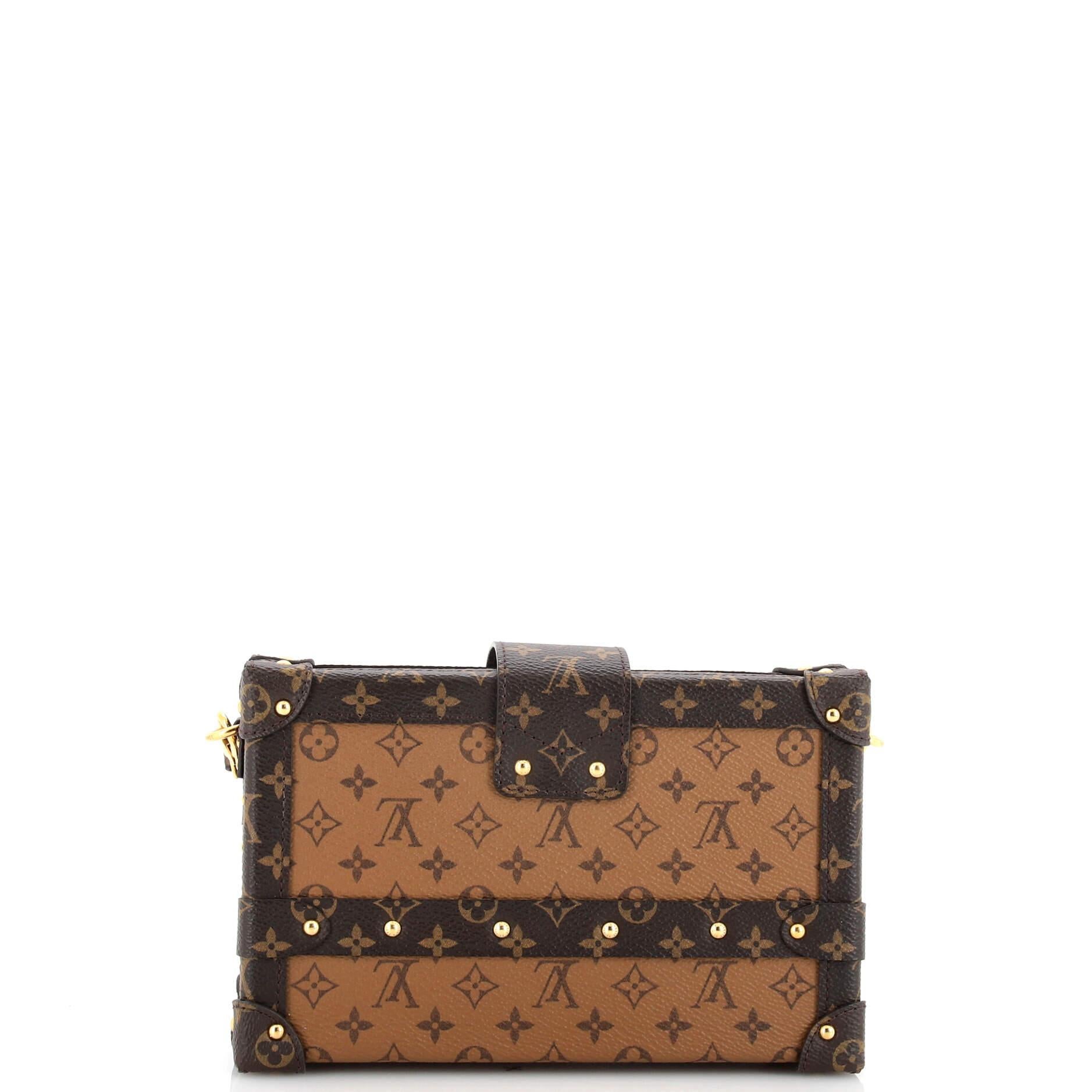 Louis Vuitton Petite Malle Handtasche mit umgekehrtem Monogramm aus Segeltuch im Zustand „Gut“ im Angebot in NY, NY