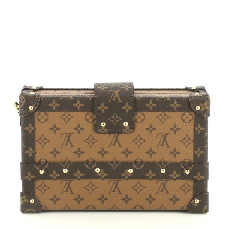 Brown Louis Vuitton Petite Malle Handbag Reverse Monogram Canvas