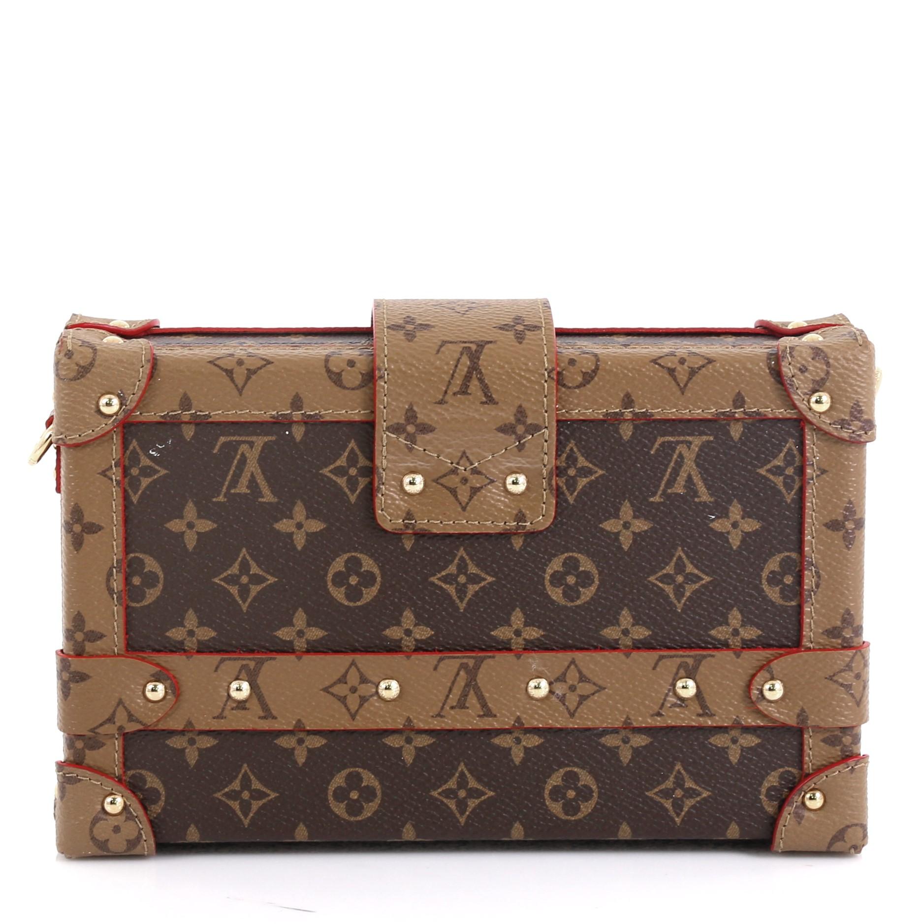 Brown Louis Vuitton Petite Malle Handbag Reverse Monogram Canvas 