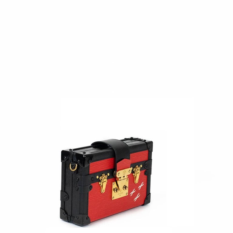 LOUIS VUITTON, Petite Malle in red leather For Sale at 1stDibs