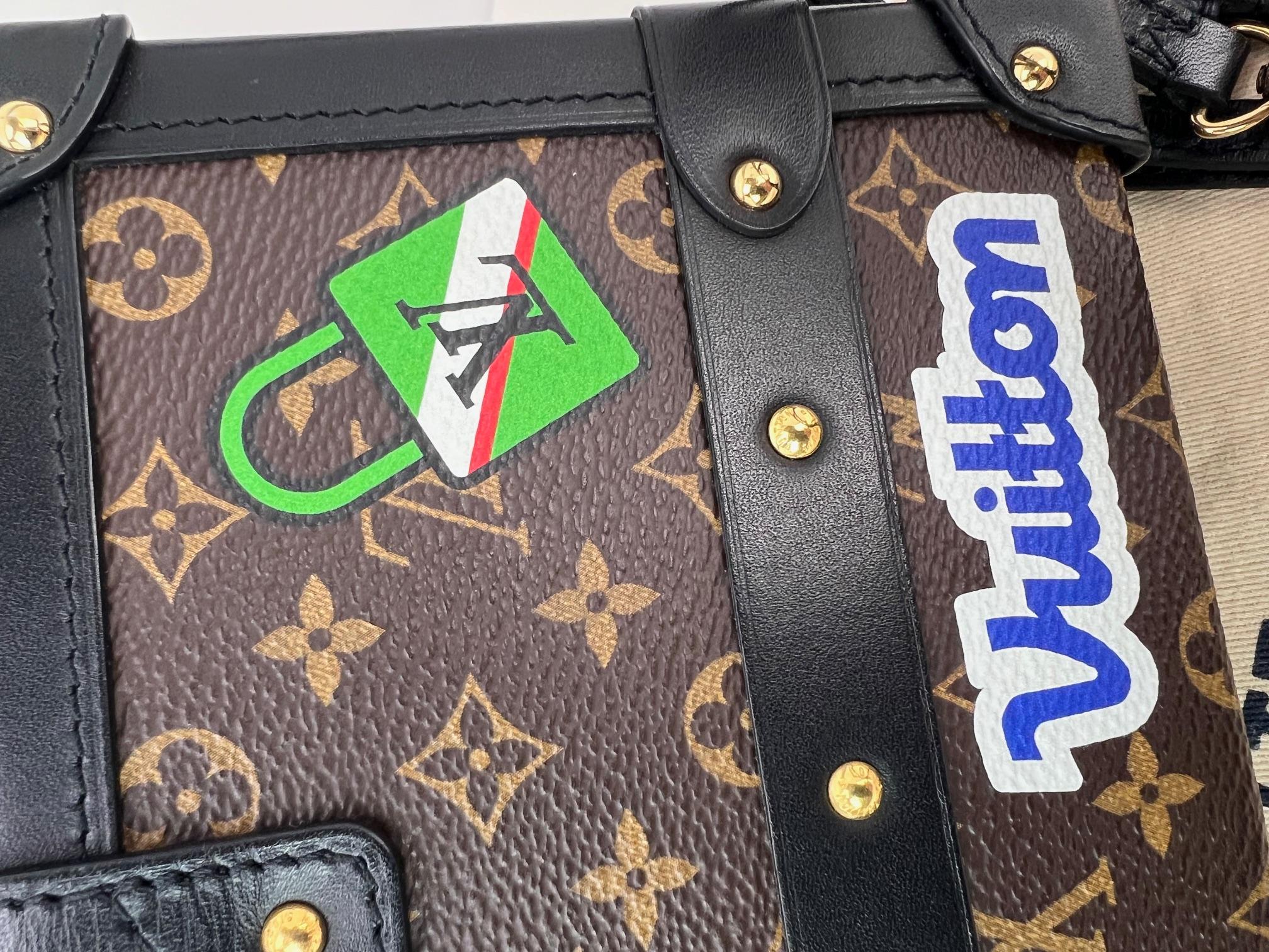 Louis Vuitton Petite Malle Patches Monogram Crossbody Clutch Bag Limited Edition For Sale 8