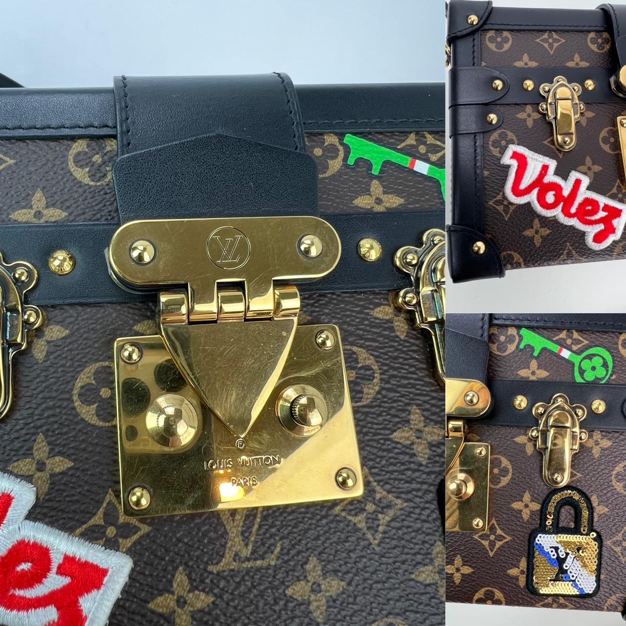 Black Louis Vuitton Petite Malle Patches Monogram Crossbody Clutch Bag Limited Edition For Sale