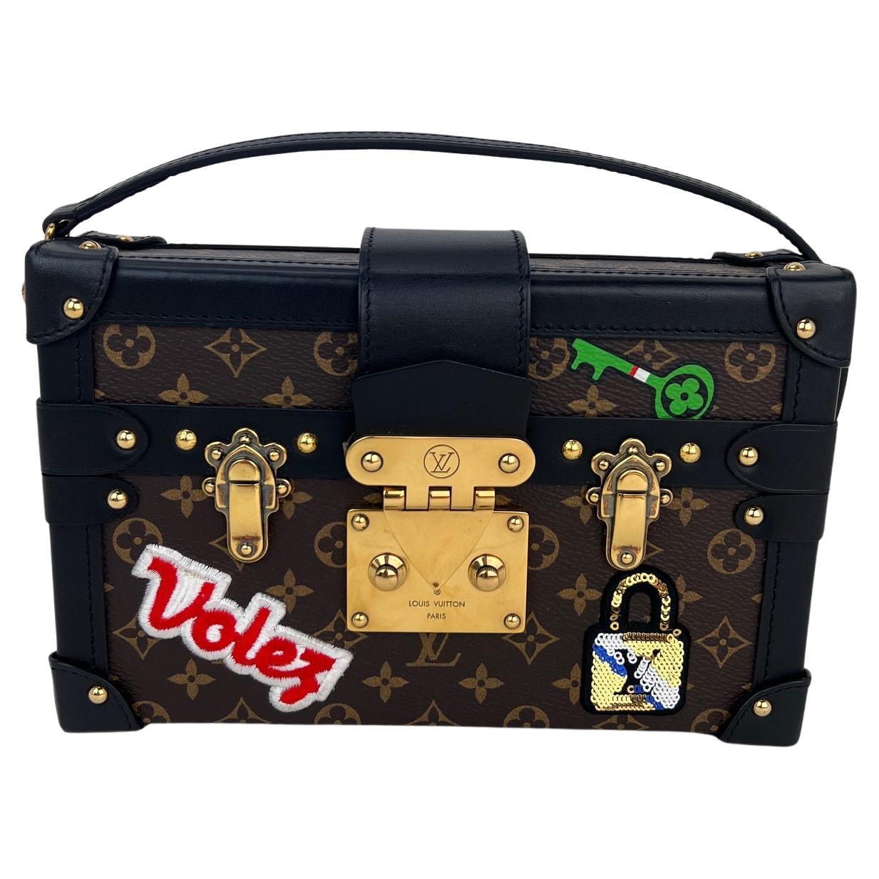 Louis Vuitton Petite Malle Patches Monogram Crossbody Clutch Bag Limited Edition For Sale