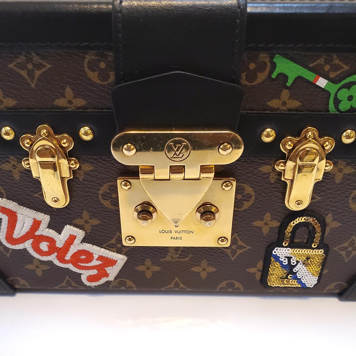 Black Louis Vuitton Petite Malle Patches Stories Brown Monogram Crossbody Handbag For Sale